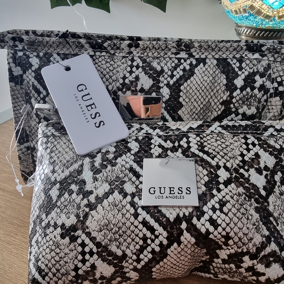 Guess Handbags - ! GUESS SNAKESKIN PATTERN SET OF TWO MAKEUP BAGS !